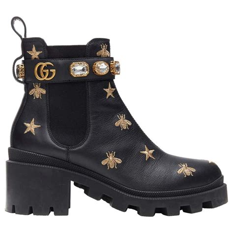 gucci bee black boots|gucci print thigh high boots.